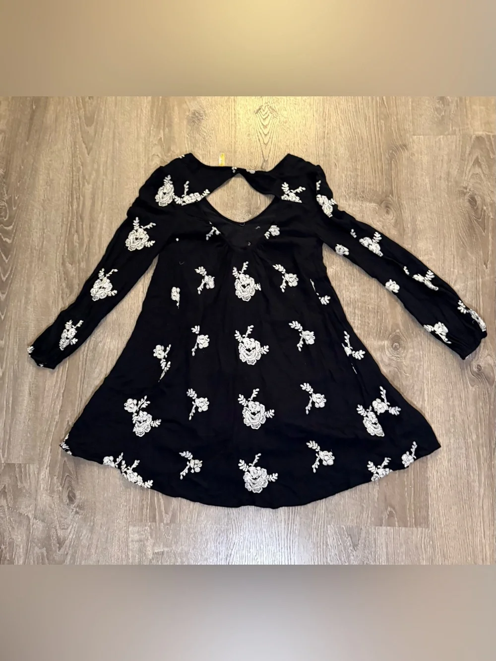 Free People Embroidered Austin Mini Dress black/white